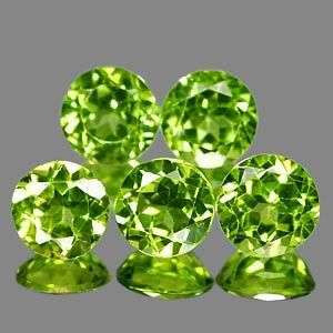 AAA**4.88Cts.** 5 Pcs** Glowing Natural Green Peridot LOT! - Winner receives all 5 stones.