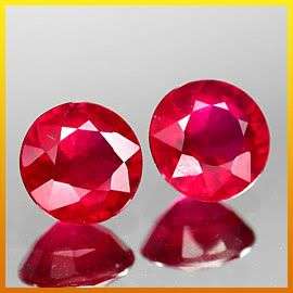 MATCHING PAIR**2.23Cts.**(2pcs)** 6.00MM. ROUND TOP BLOOD RED RUBIES - SEE ALL MY ITEMS