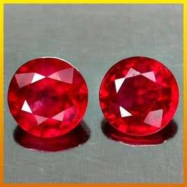 ***1.60Cts**(2pcs)** PAIR 5.30MM.TOP BLOOD RED RUBY LOT - SEE ALL MY ITEMS