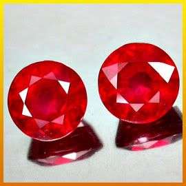 ***2.90Cts**(2pcs)** PAIR 6.42MM.TOP BLOOD RED RUBY LOT - SEE ALL MY ITEMS