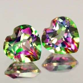 1.86ct (2pc) Pair VS Heart Rainbow MYSTIC TOPAZ  - Only Natural Earthmined Gemstones!