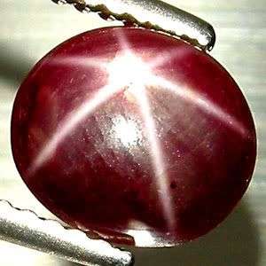 3.85 CT.GLISTENING! Oval Cab 6 Rays Star Blood Red Ruby - Exact Photos taken of stone!
