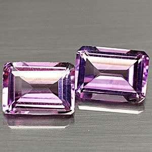2.10Cts (2pc) .Matched Pair Emerald Cut Top Purple Amethyst Gemstones - R1 No Reserve