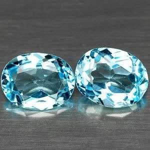 AAA 4.63 CTs**(2pcs) Oval Swiss Blue Natural PREMIUM Topaz Gemstone Pair