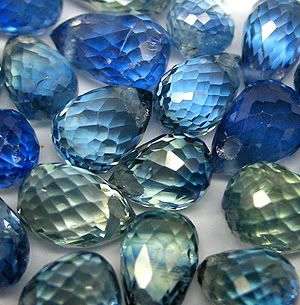 7.55ct.**(20pcs) AAA Blue Green Sapphire Briolette Gemstone LOT - 100% Natural!