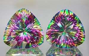 STUNNING PAIR! 8.68ct.**(2pcs) Rich Concave Rainbow Mystic Topaz - 100% Money Back Guarantee!
