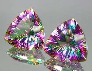 STUNNING PAIR! 8.73ct.**(2pcs) Rich Concave Rainbow Mystic Topaz - Natural Earthmined Gemstones!