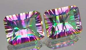 STUNNING PAIR! 5.50ct.**(2pcs) Rich Concave Rainbow Mystic Topaz - Natural Earthmined Gemstones!