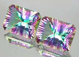 STUNNING PAIR! 5.48ct.**(2pcs) Rich Concave Rainbow Mystic Topaz - Natural Earthmined Gemstones!