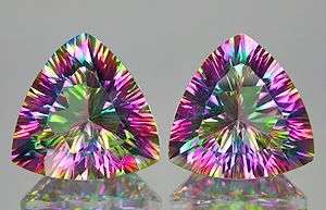 STUNNING PAIR! 5.68ct.**(2pcs) AAA Concave Rainbow Mystic Topaz - 100% Exact Photos!