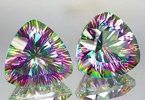 AWESOME PAIR! 8.67ct.**(2pcs) Rich Concave Rainbow Mystic Topaz - 100% Money Back Guarantee!