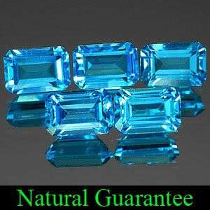 AAA 3.48 Cts.**5 Pcs.** Twinkling Natural Swiss Blue Topaz LOT! - 100% Natural Earth Mined!