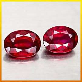 AAA SUPERIOR** 3.48Cts*(2Pcs)*TOP RED NATURAL OVAL RUBY 8X6MM.PAIR!