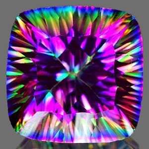AAA 8.41Cts. **IF** Cushion Concave Cut  Natural Rainbow MYSTIC QUARTZ  - Exact Photos!