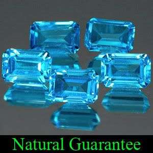 3.49 Ct.**5 Pcs.** Octagon Emerald Cut Natural Swiss Blue Topaz LOT! - SEE ALL MY NEW ITEMS