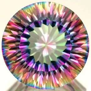12.09ct Round Concave Cut Top Rainbow Mystic Quartz  - Exact photo of gem