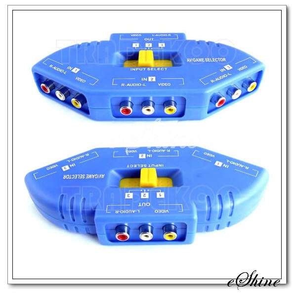 3 PORTS AV SPLITTER RCA VIDEO GAME SELECTOR SWITCH, DVD,XBOX, Wii,PS2,PS3