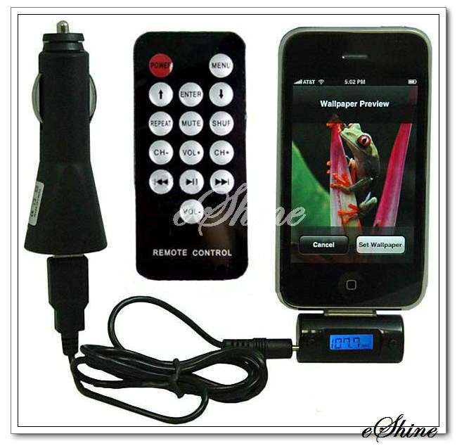 LCD FM Transmitter Car Charger with Remote Control for iPhone iPod