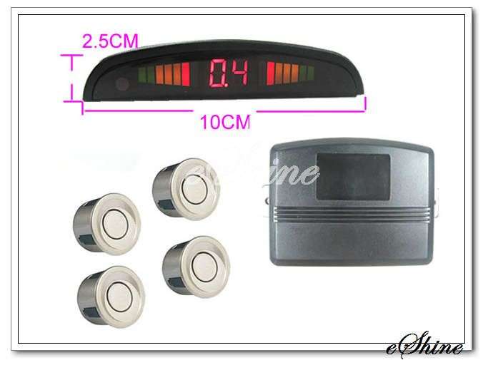 Car Parking 4 Sensors LED Display Reverse Radar Silver