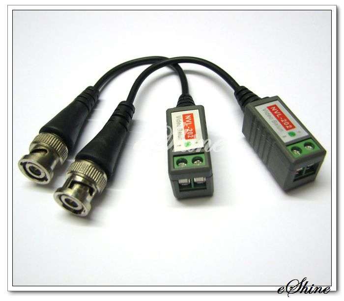 2 Pcs CCTV CAT5 Cable Passive Video Balun Camera DVR BNC Transceiver