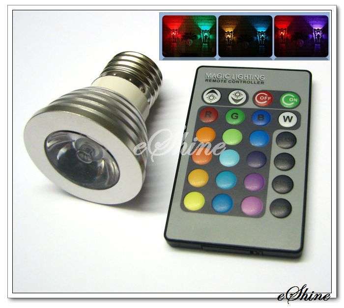 E27 3W Multicolor LED Spotlight Bulb with Remote Control