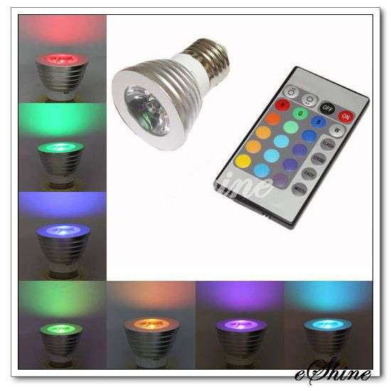 E27 3W Multicolor LED Spotlight Bulb with Remote Control