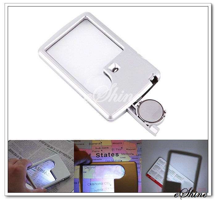 LED Lighted Magnifying Glass Magnifier Reading 3x 6X Pocket Size