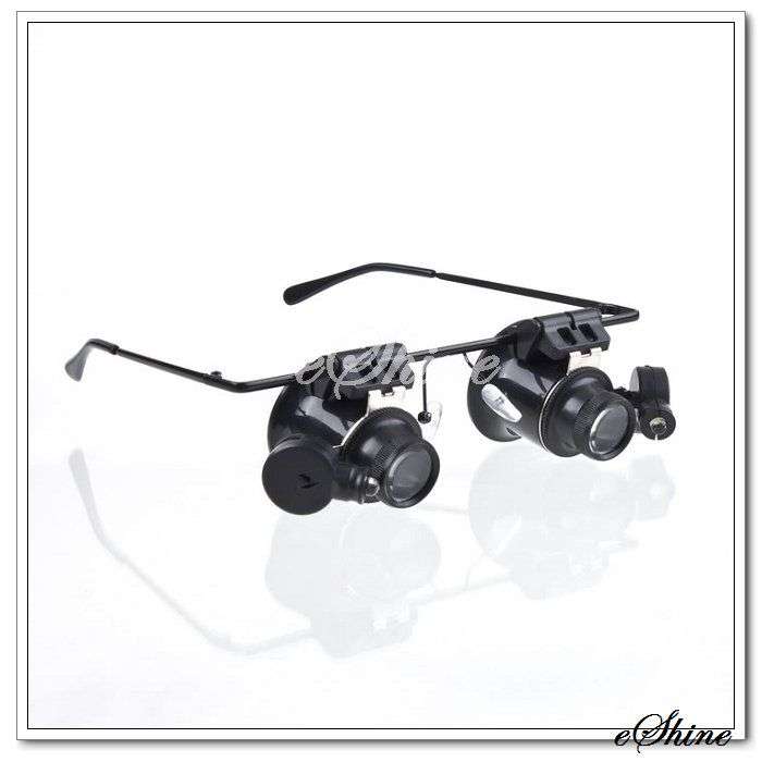 Jeweler Watch Repair 20X Binocular Magnifier Magnifying Loupe Lens with LED Light