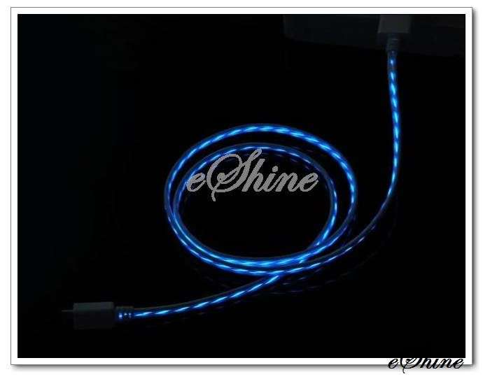 Light Up Flashing Charging Lead Visible USB Cable Sync For iPhone iPad iPod