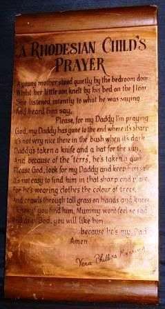 A Rhodesian Child's Prayer'  Plaque