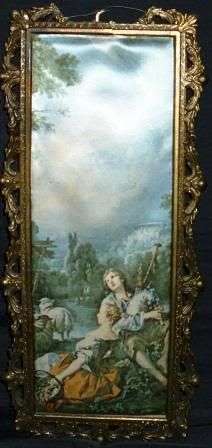 Silk Painting In Gilt Frame - Victorian Lady