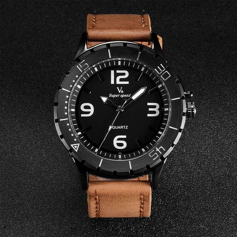 *LOCAL STOCK* Luxury Military Army Quartz Analog Fashion Mens leather Strap V6 Sport Wrist watch
