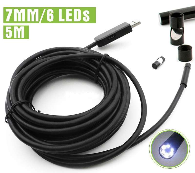 *LOCAL STOCK* 7mm 6 LED USB Waterproof Inspection Tube Snake Camera Endoscop Borescope 5M