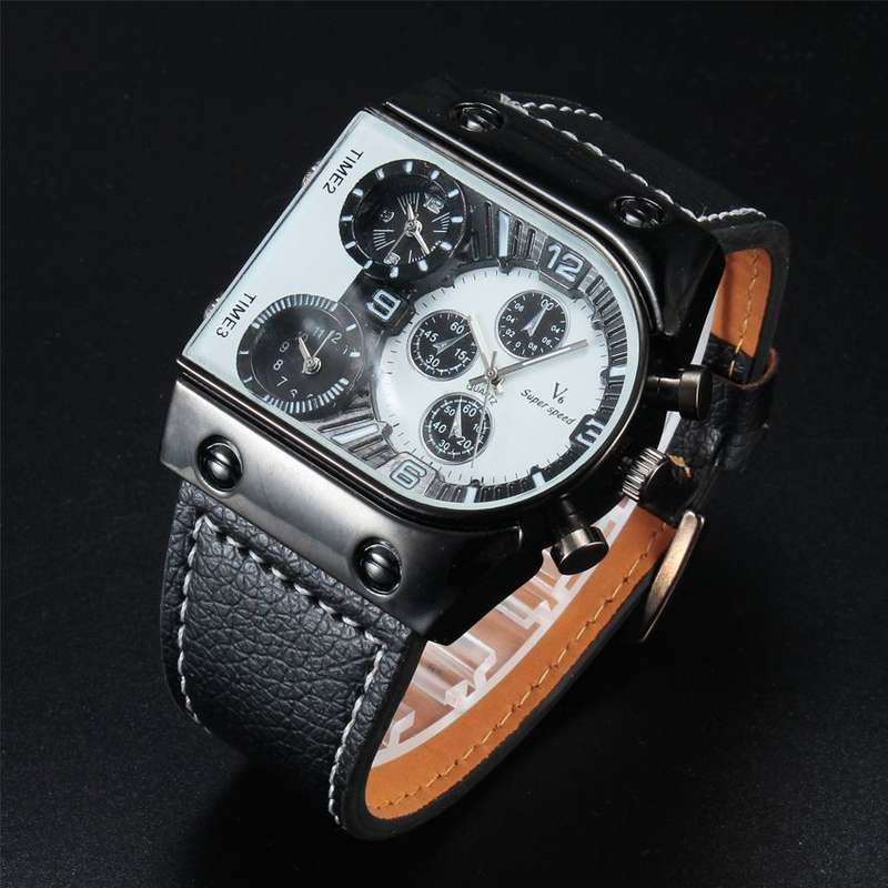 *LOCAL STOCK* Luxury Military Army Quartz Analog Fashion Mens leather Strap V6 Sport Wrist watch