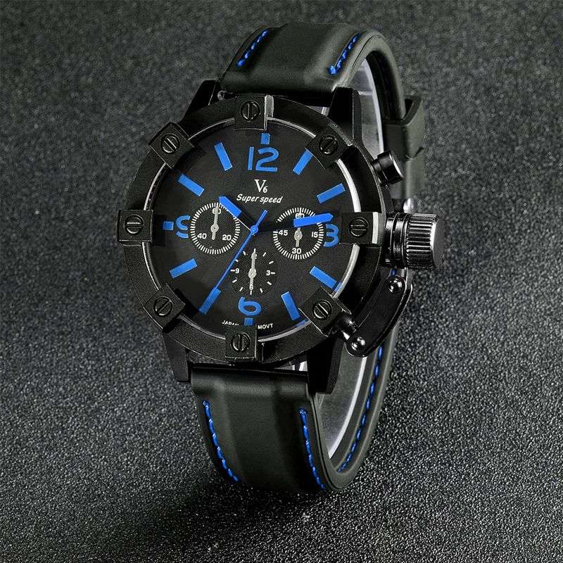 *LOCAL STOCK* Luxury Military Quartz Analog Fashion Mens V6 Sport Large Numbers Wrist watch