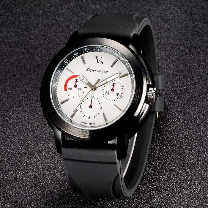 *LOCAL STOCK* Elegant Quartz Analog Fashion Mens V6 Sport Large Numbers Wrist watch