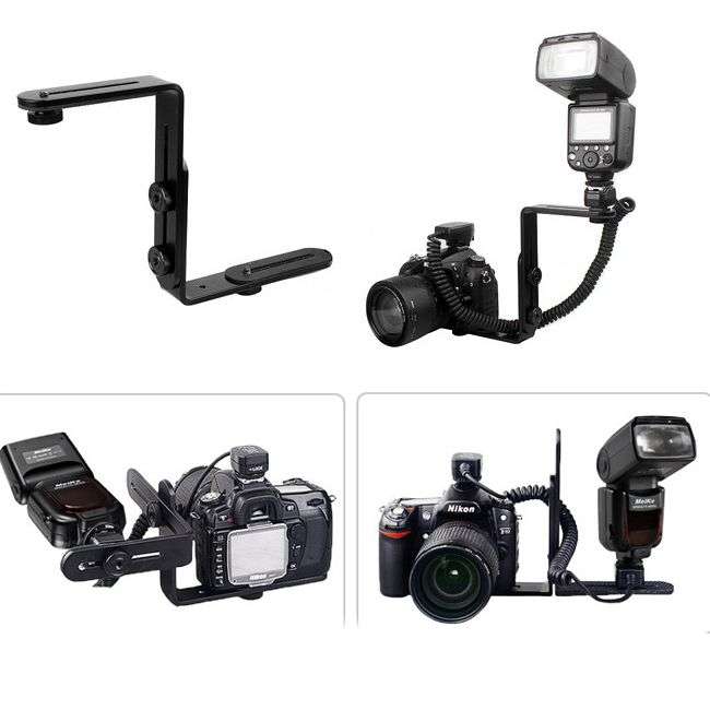 *LOCAL STOCK* New Metal L-Shape Flash Bracket Flashlight Camera Holder Mount Flip DSLR SLR