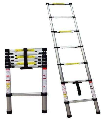 -LOCAL STOCK- BRAND NEW 2m TELESCOPIC ALUMINIUM LADDER EXTENSION STEP ALLOY EXTENDABLE