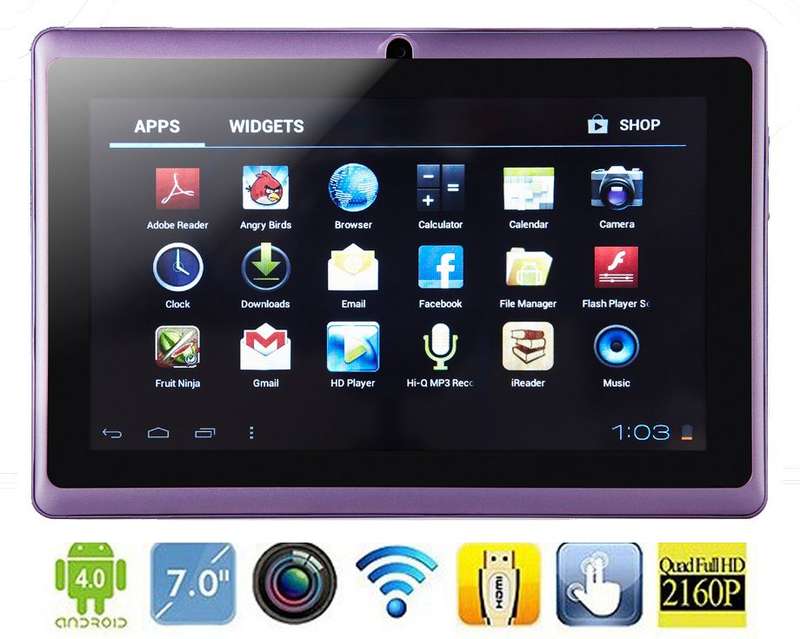 Amazing Tablet - 7 Inch Android 4.0 - 512MB RAM - 4GB built-in memor~Color PURPLE