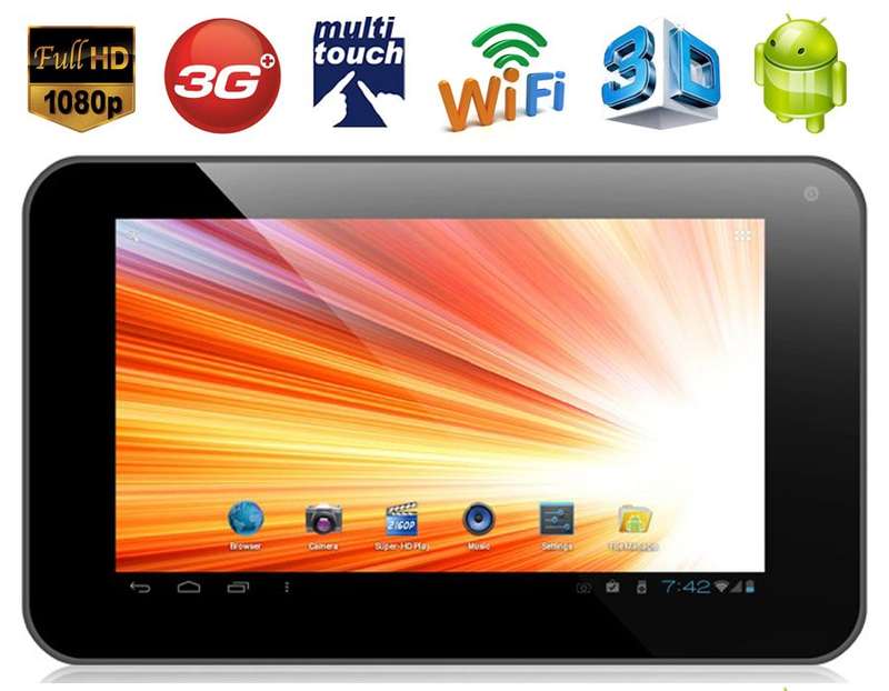 New Release !!! Slim Design 7 Inch Google Android 4.0 Tablet PC - 3G - WIFI~Color Black