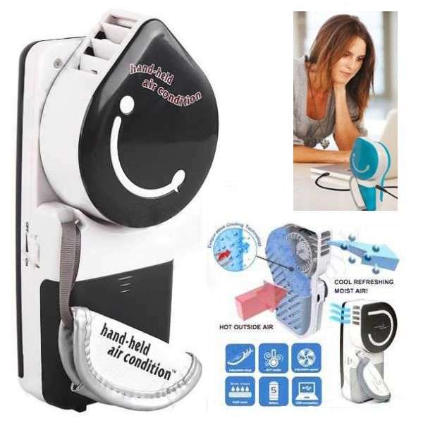 *LOCAL STOCK* New Ideal Portable Hand held USB Mini Air Conditioner Cooler Fan ~ BLACK