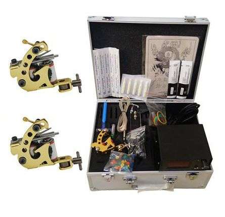 *LOCAL STOCK* Complete Starter Tattoo Kit 2 Machine Gun Color Ink Power Supply Needles Set