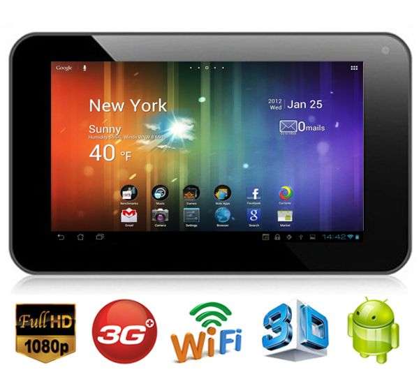 Capacitive *BLACK* 7 Inch Google Android 4.0 Tablet PC - 3G - WIFI
