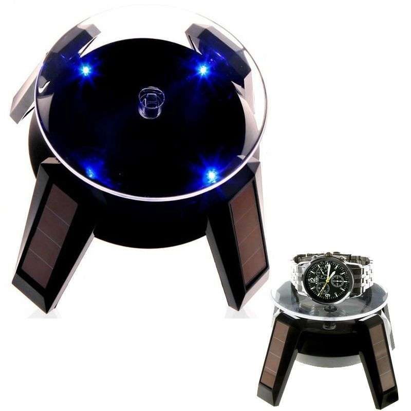 *LOCAL STOCK* Solar Powered 360 Turntable Rotating jewelry watch phone Display Stand /w LED light