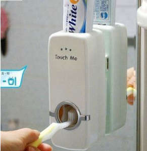 Bathroom Sink Basin Automatic Toothpaste Dispenser 5x Toothbrush Holder Rack