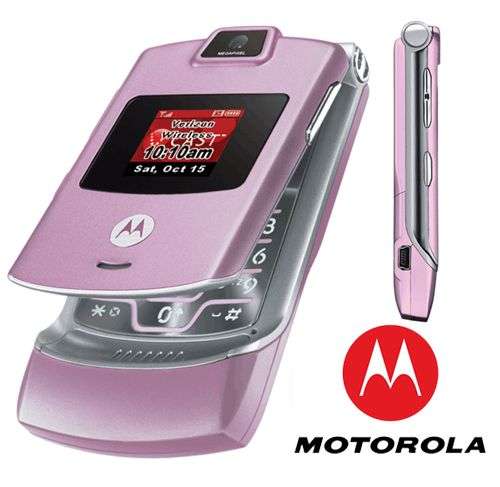 Clearance Sale !!! GENUINE Motorola RAZR V3,UNLOCKED Cellphone~Color Light Pink