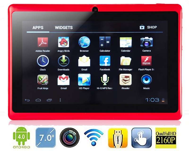 One week special - 7 Inch Android 4.0 - 512MB RAM - 4GB built-in memor~Color RED