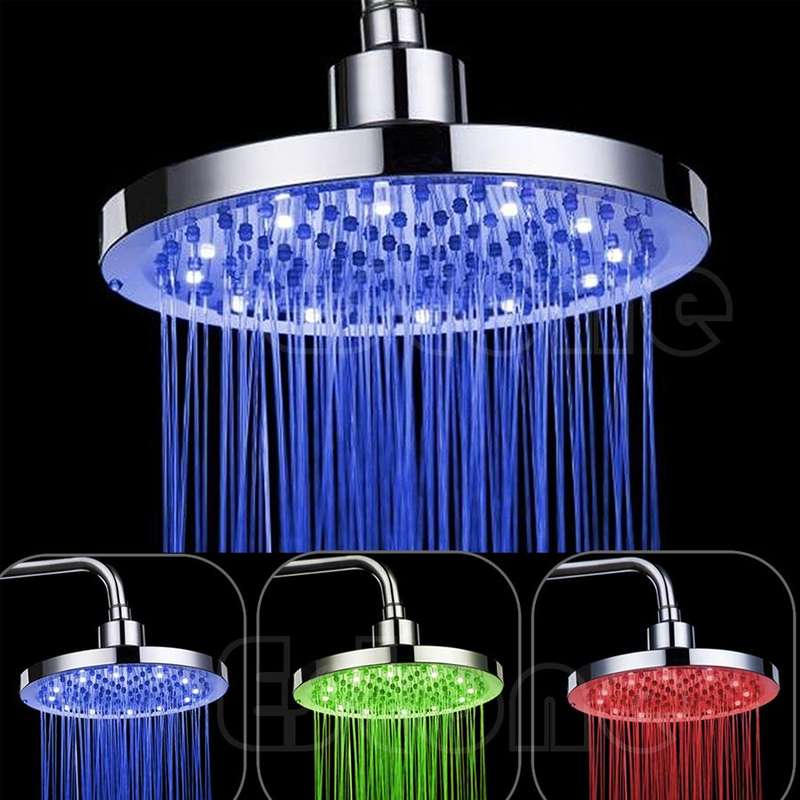 *LOCAL STOCK* 8" Temperature Sensitive Stainless Steel Round Bathroom Shower Head RGB LED Light