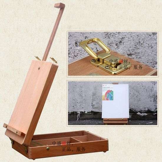 *LOCAL STOCK* High Quality Portable Beech Wooden Sketch Drawing Easel Box Painting Storage
