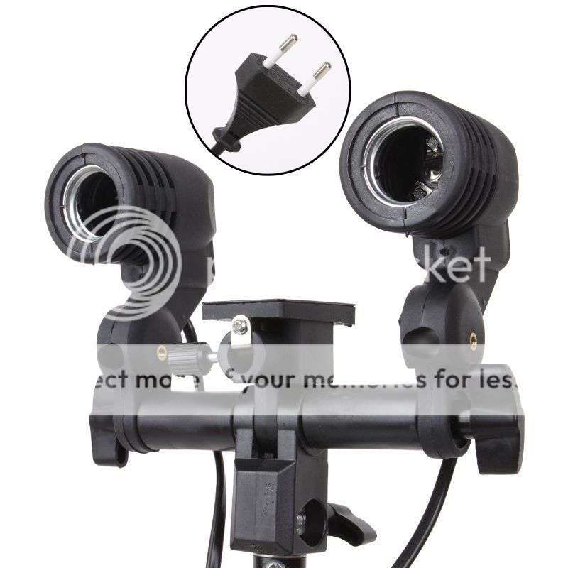 *LOCAL STOCK* Studio Double Head AC Swivel Socket Umbrella Bracket Flash Lamp Bulb Holder